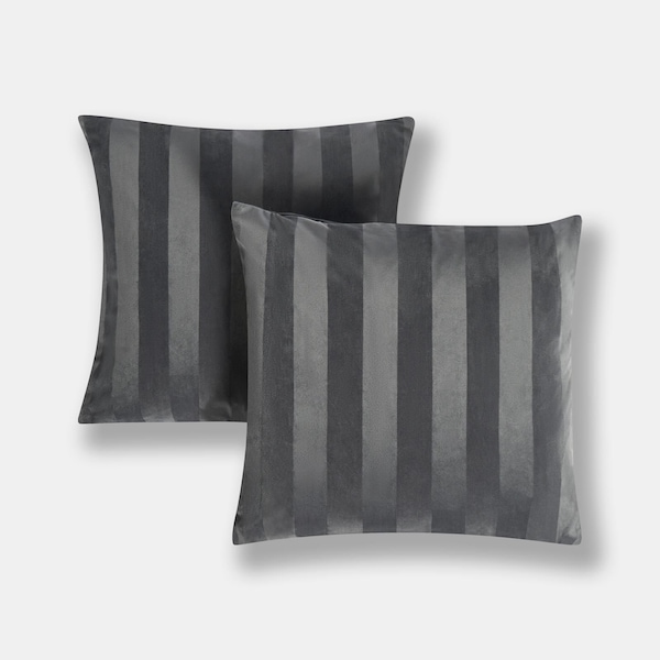 OHS 2 Pack Soft Stripe Velvet Decorative Square Cushion Covers