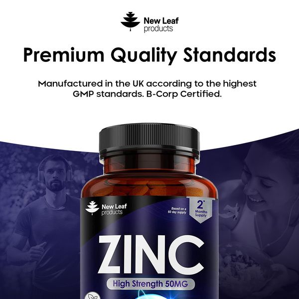 New leaf health Zinc 50mg High Strength 120 Zinc Tablets with Copper, Contributes Towards The Immune System, Bone Health and Fertility image 5