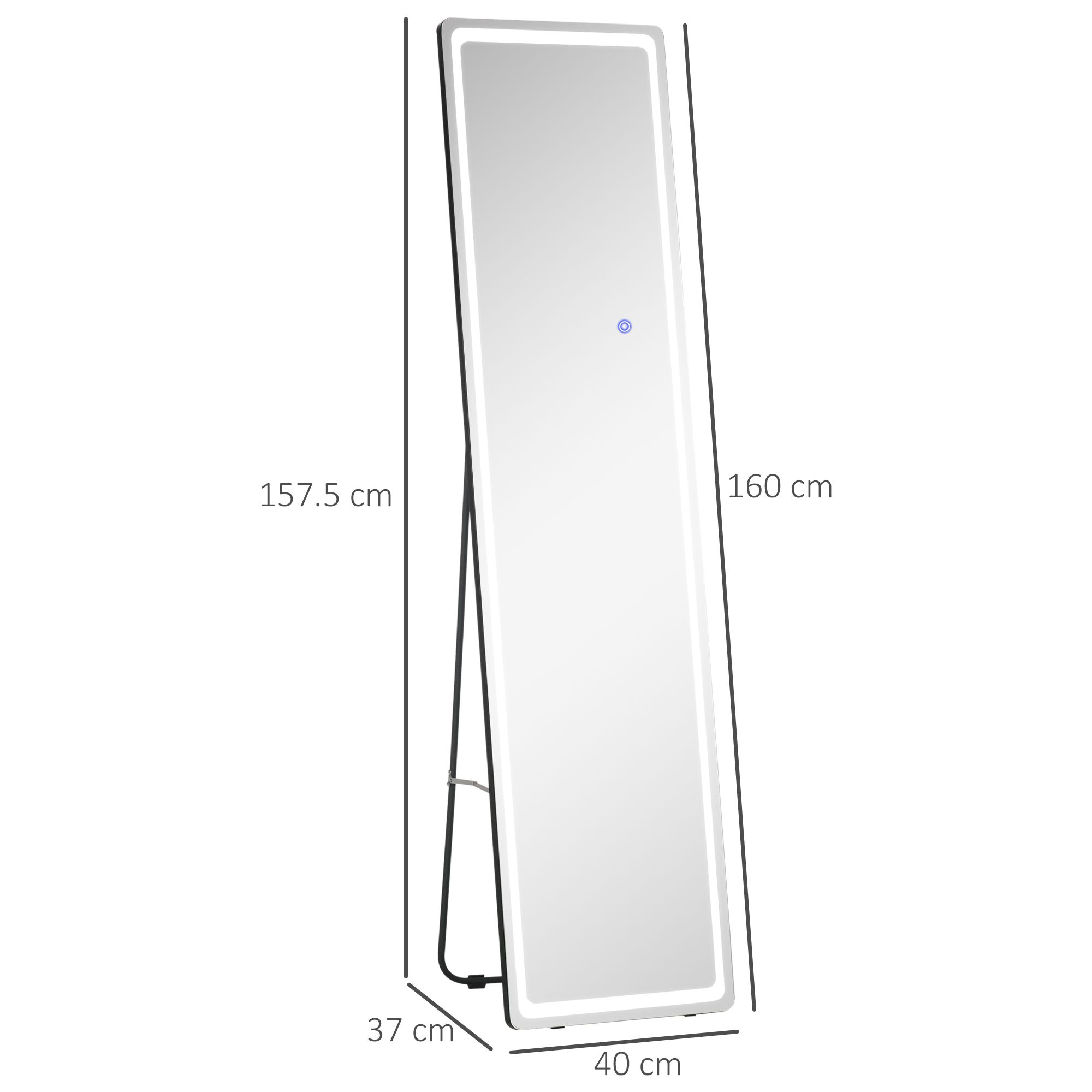 HOMCOM Full Length Mirror with LED Light Free Standing Floor Mirror Bedroom image 3
