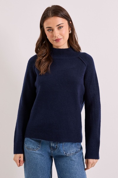 Dorothy Perkins Rib Funnel Neck Jumper Midnight