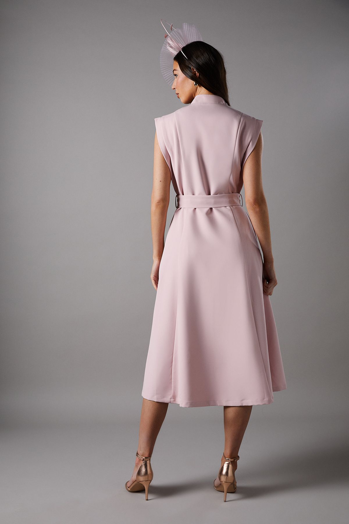 Coast Sleeveless Button Through Midi Dress With Belt Blush image 5
