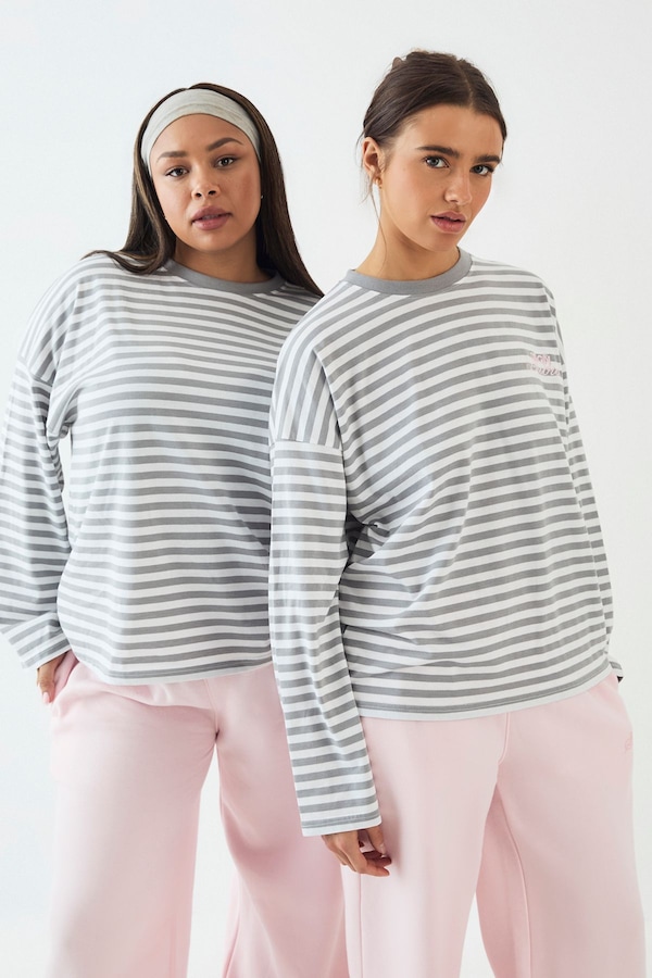 DSGN Studio DSGN Studio Stripe Long Sleeve T-Shirt Ash Grey