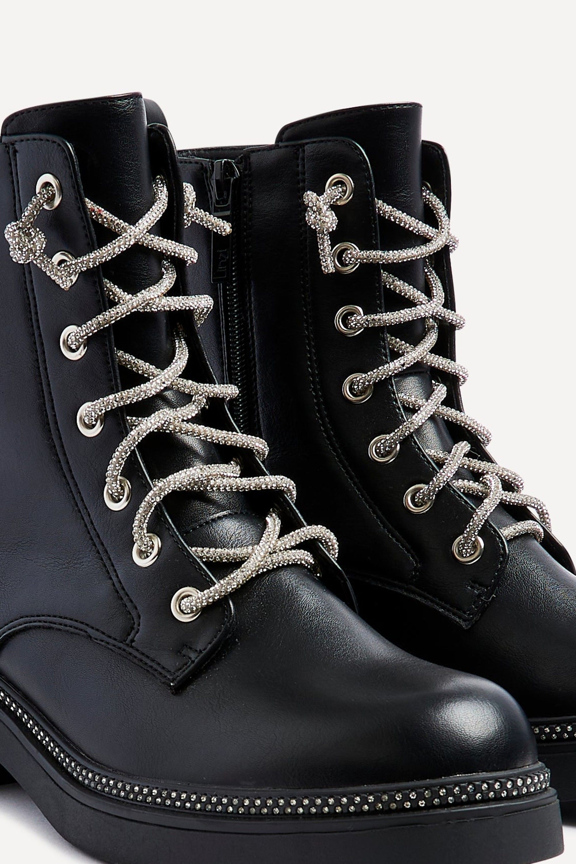 Linzi Lacey Black Faux Leather Military Style Boot image 4