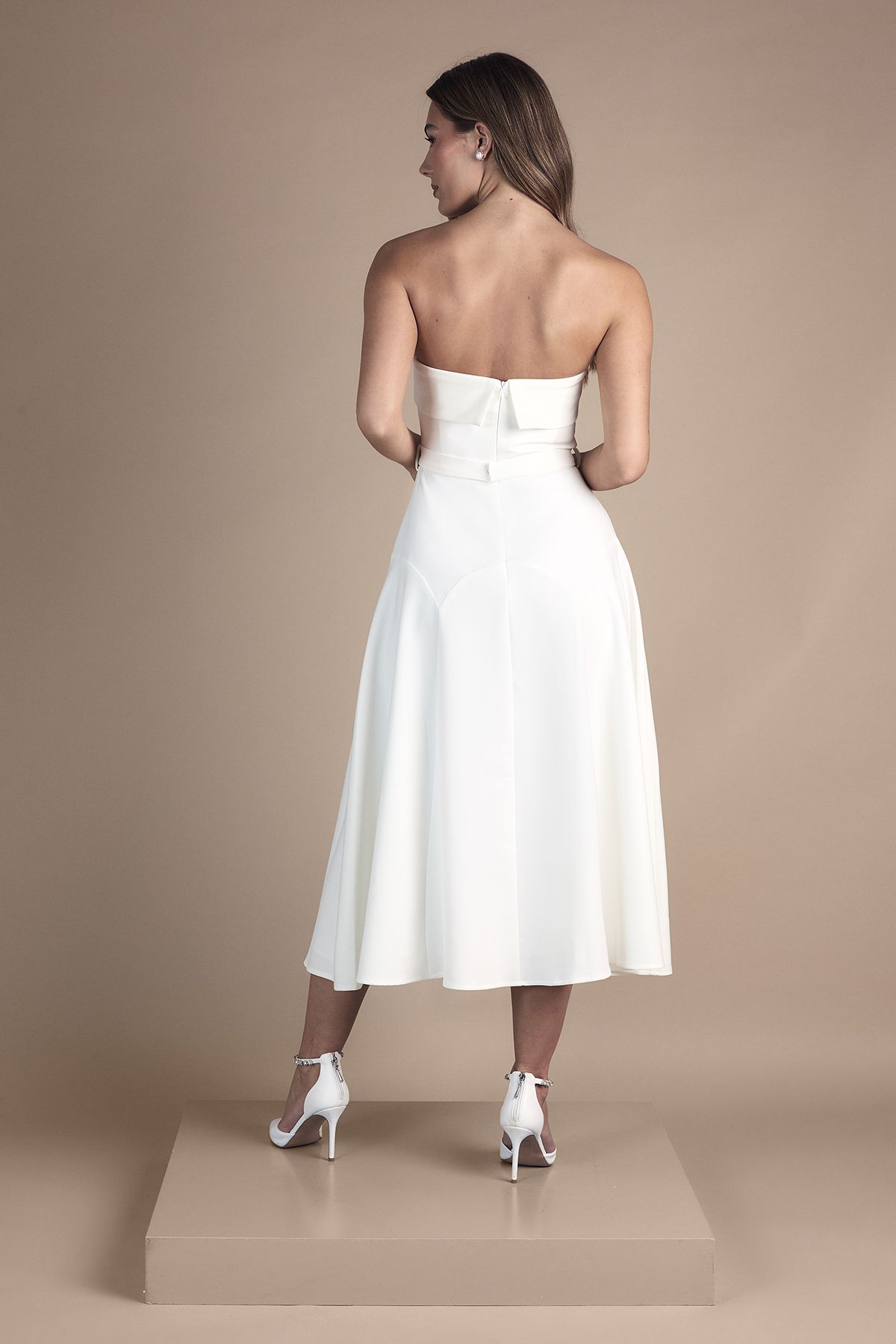 Coast Bandeau Bow Waist Midi Wedding Dress Ivory image 3