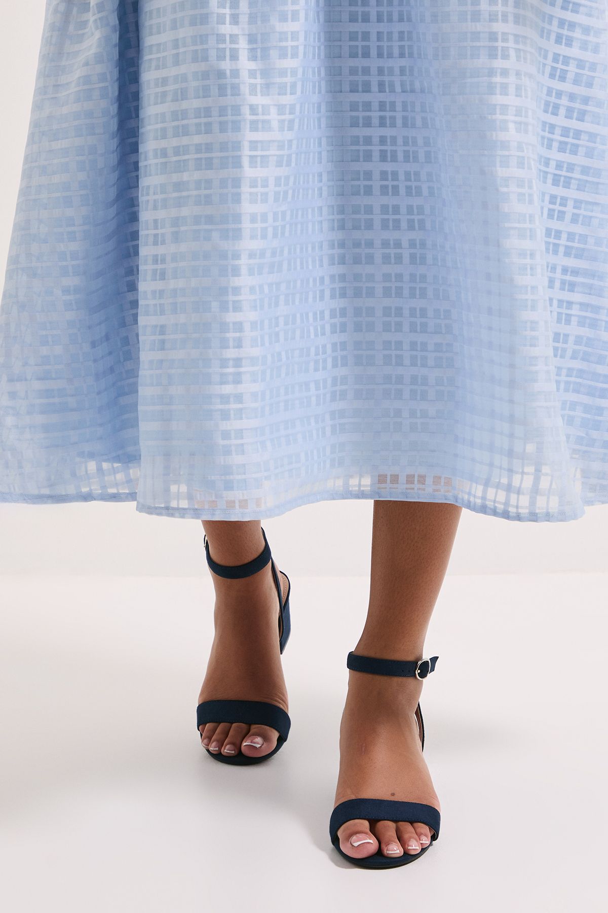 Dorothy Perkins Wide Fit Tommi Barely There Mid Block Heel Sandals Navy image 3