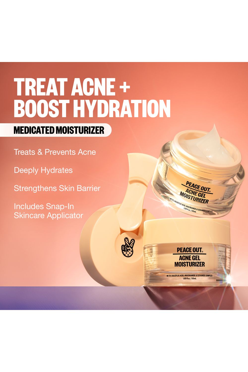 Peace Out Acne Moisturiser with 2% Salicylic Acid 50ml Multi image 3