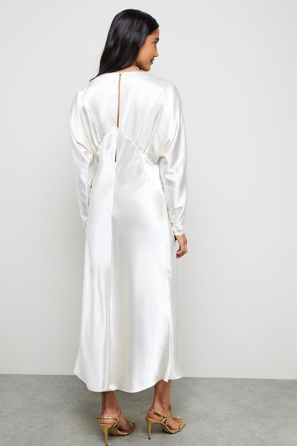 Warehouse Satin Batwing Draped Midaxi Cream image 3