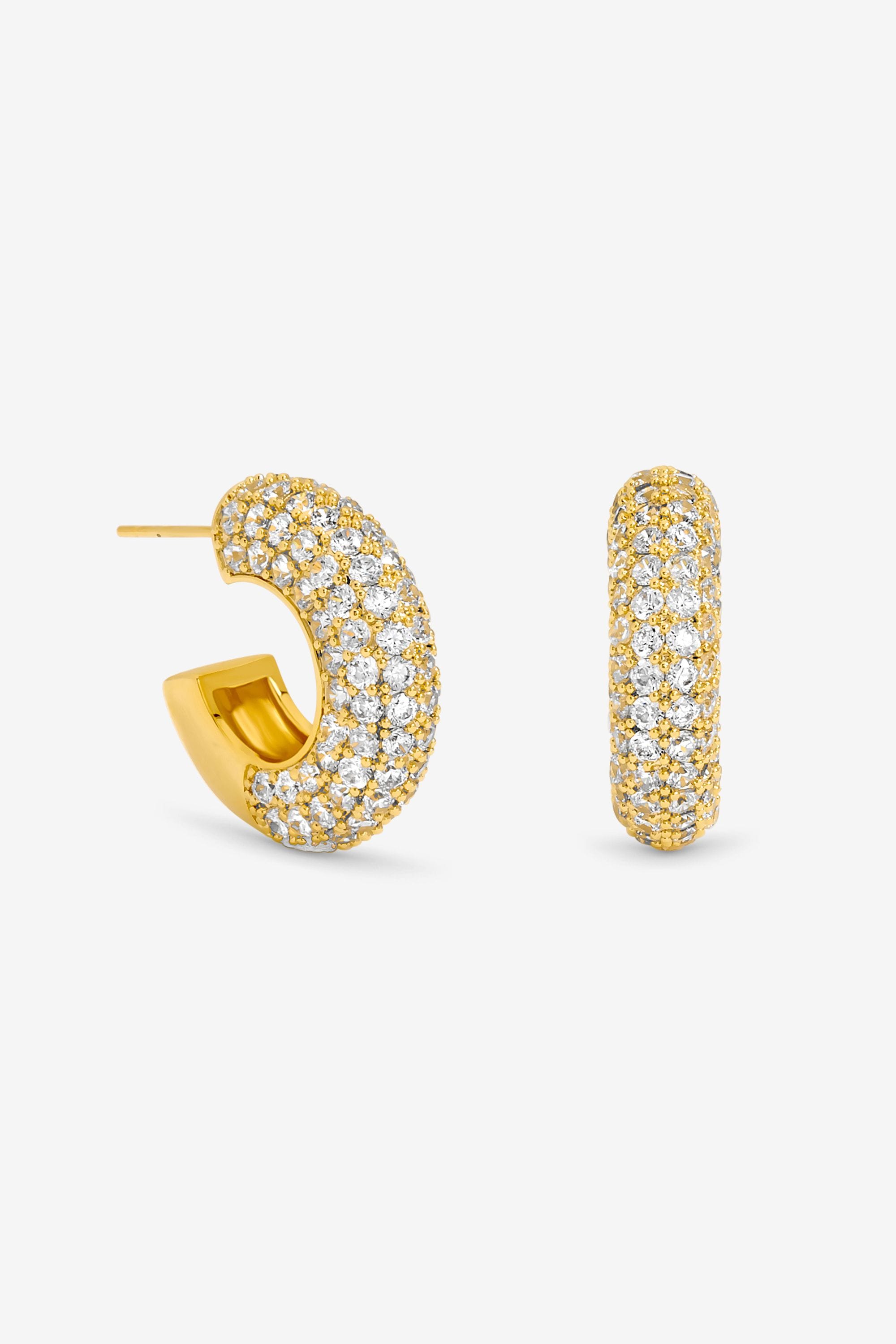 Jon Richard Gold Plated Chubby Pave Hoop Earrings image 1