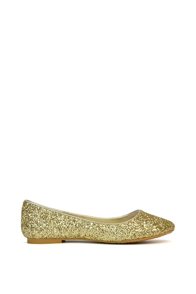 XY London 'Karissa' Flat Slip on Sparkly Glitter Ballerina Pumps