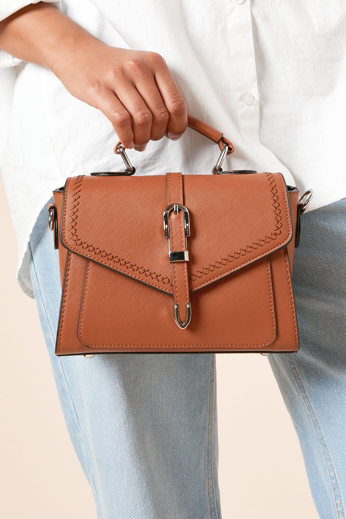 Dorothy Perkins Ivy Crossbody Bag With Buckle Detail Tan image 1