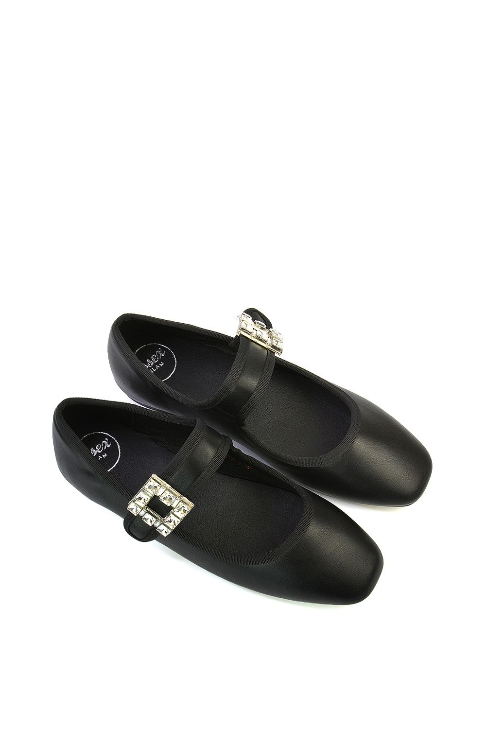 XY London 'Rhyse' Mary Jane Diamante Buckle Square Toe Pumps image 4