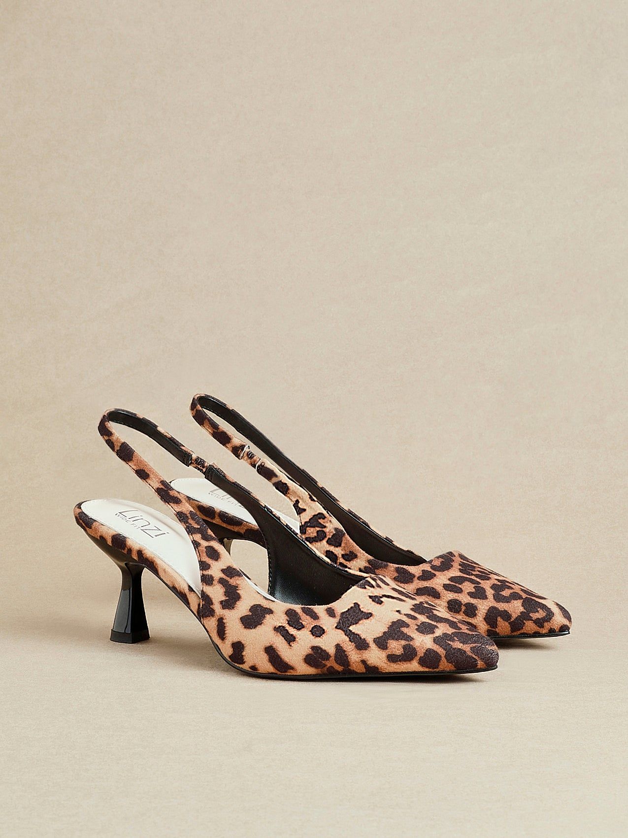 Linzi Izzie Wide Fit Leopard Print Sling Back Low Court Heel image 2