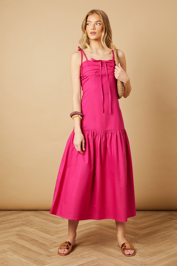 Oasis Cup Detail Halterneck Drop Hem Midaxi Dress Pink