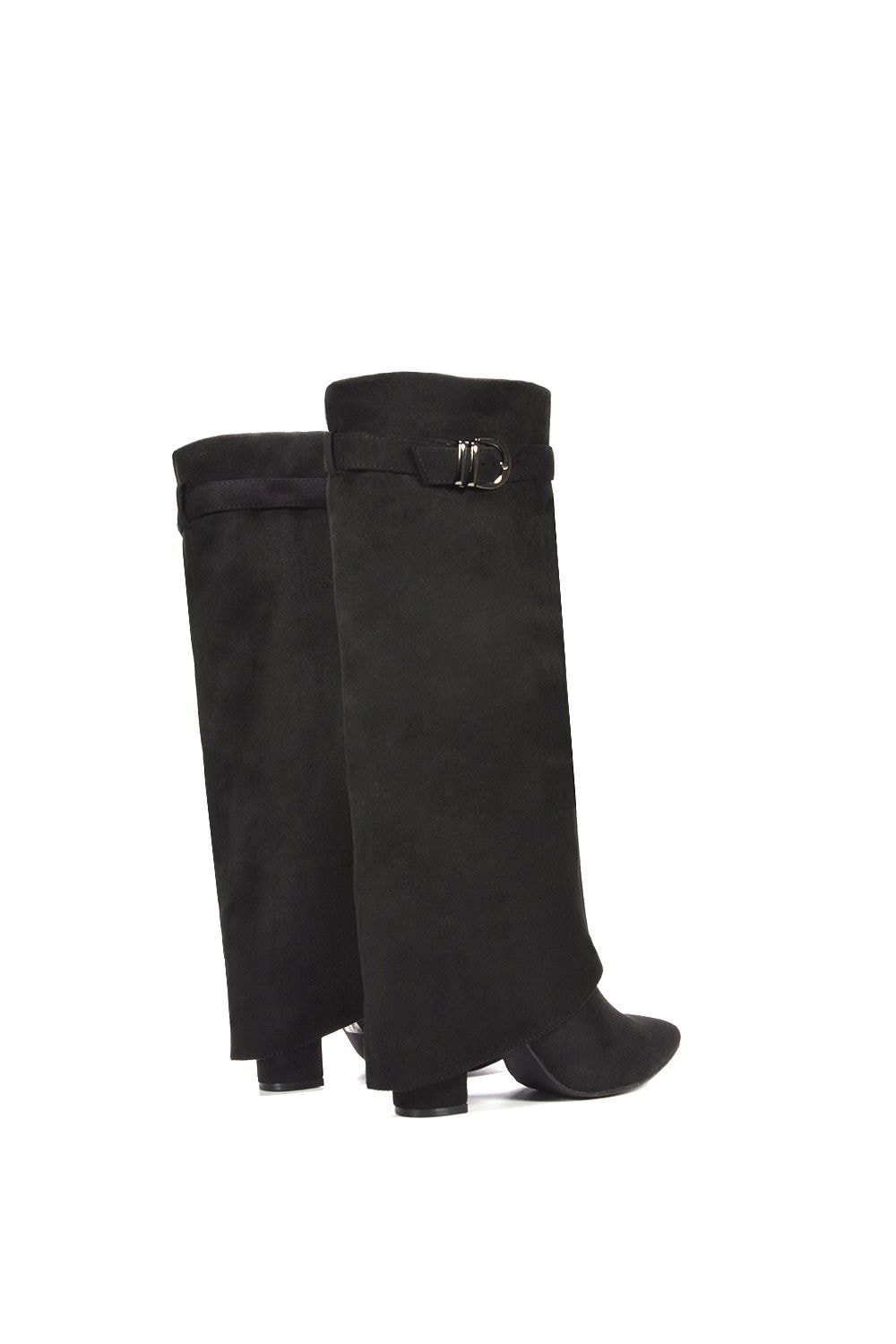 XY London 'Aaliyah' Fold Over Zip Up Heeled Knee High Boots image 4