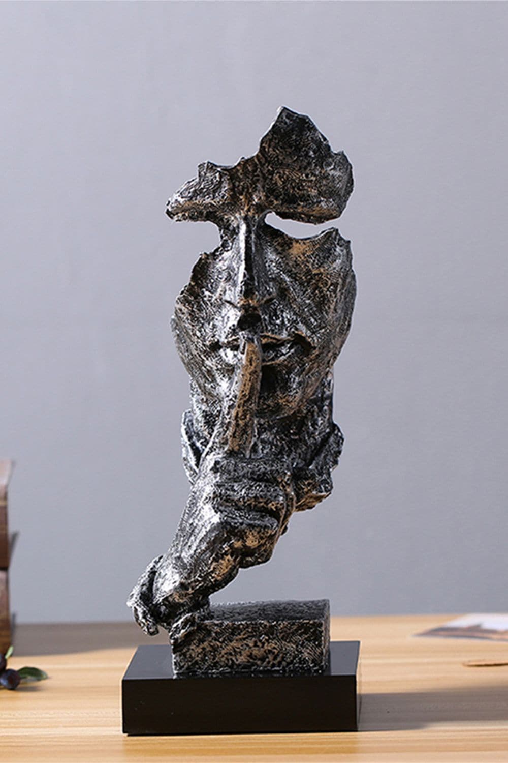 Living and Home Creative and Abstract Men Figure Statues Sculptures Keep Silence Figurine image 4