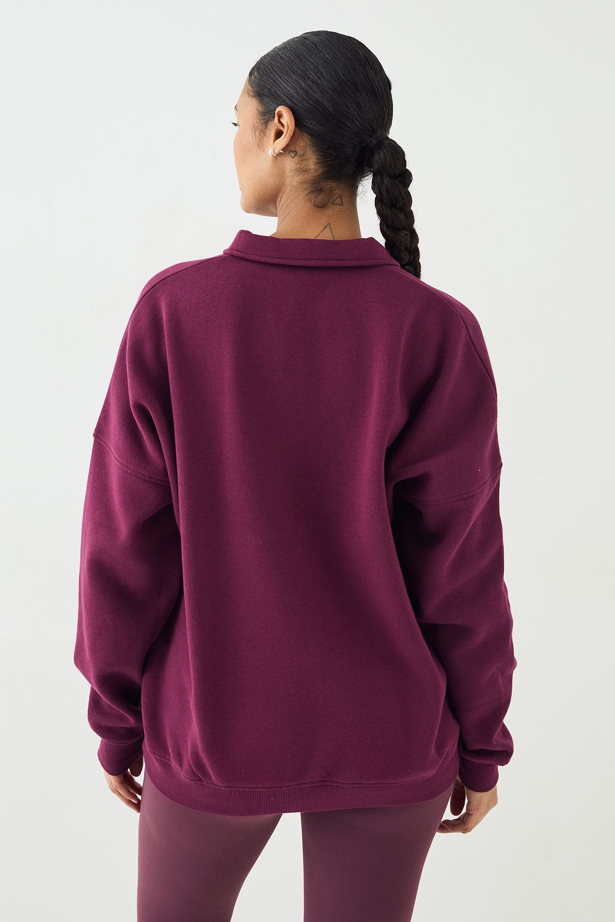 DSGN Studio DSGN Studio Script Collared Rugby Sweatshirt Plum image 2