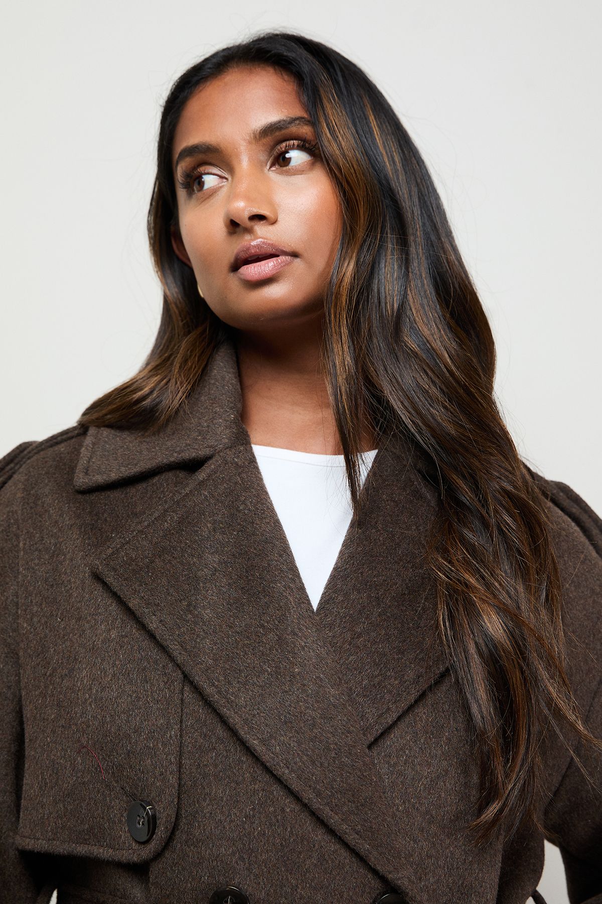 Oasis Relaxed Wool Trench Chocolate image 5