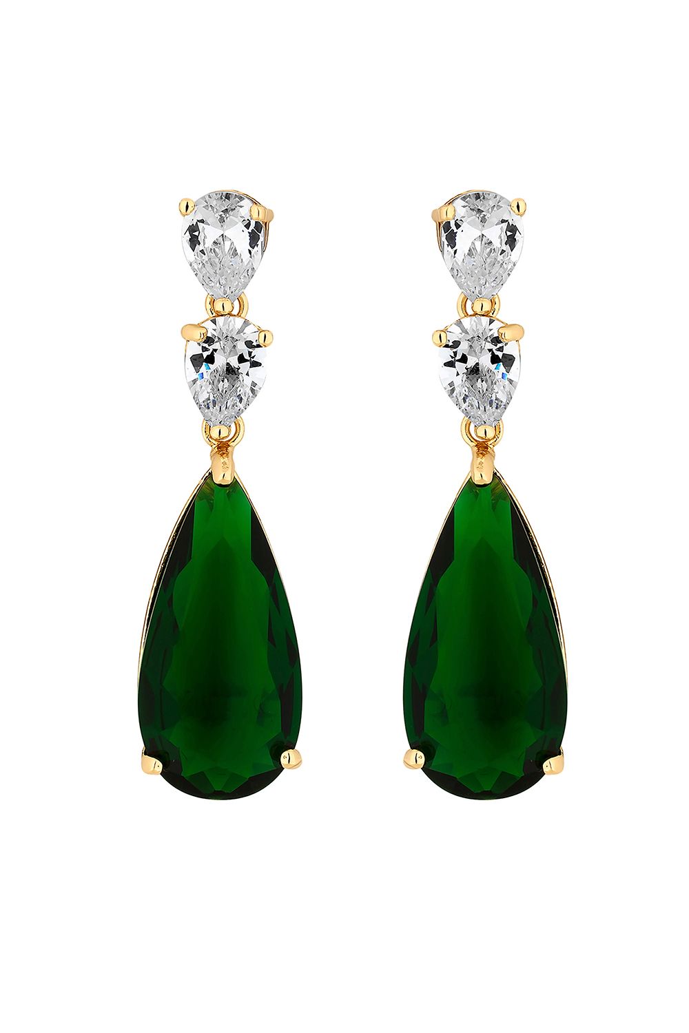 Jon Richard Gift Packaged Green Cubic Zirconia Pear Drop Earrings image 2