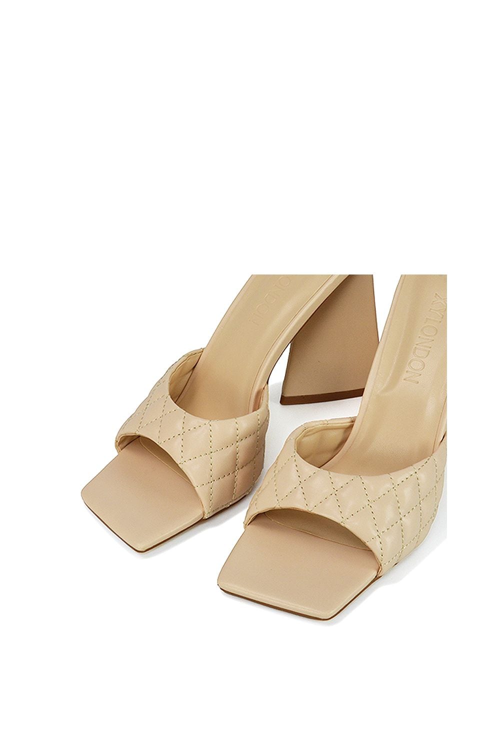 XY London 'Maylin' Quilted Square Toe Sculptured Flared High Heels image 5