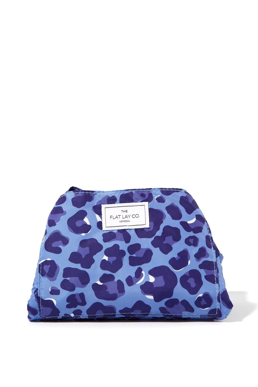 The Flat Lay Co The Flat Lay Co. Drawstring Makeup Bag in Blue Leopard Multi image 1