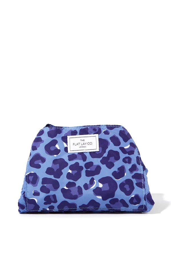 The Flat Lay Co The Flat Lay Co. Drawstring Makeup Bag in Blue Leopard Multi