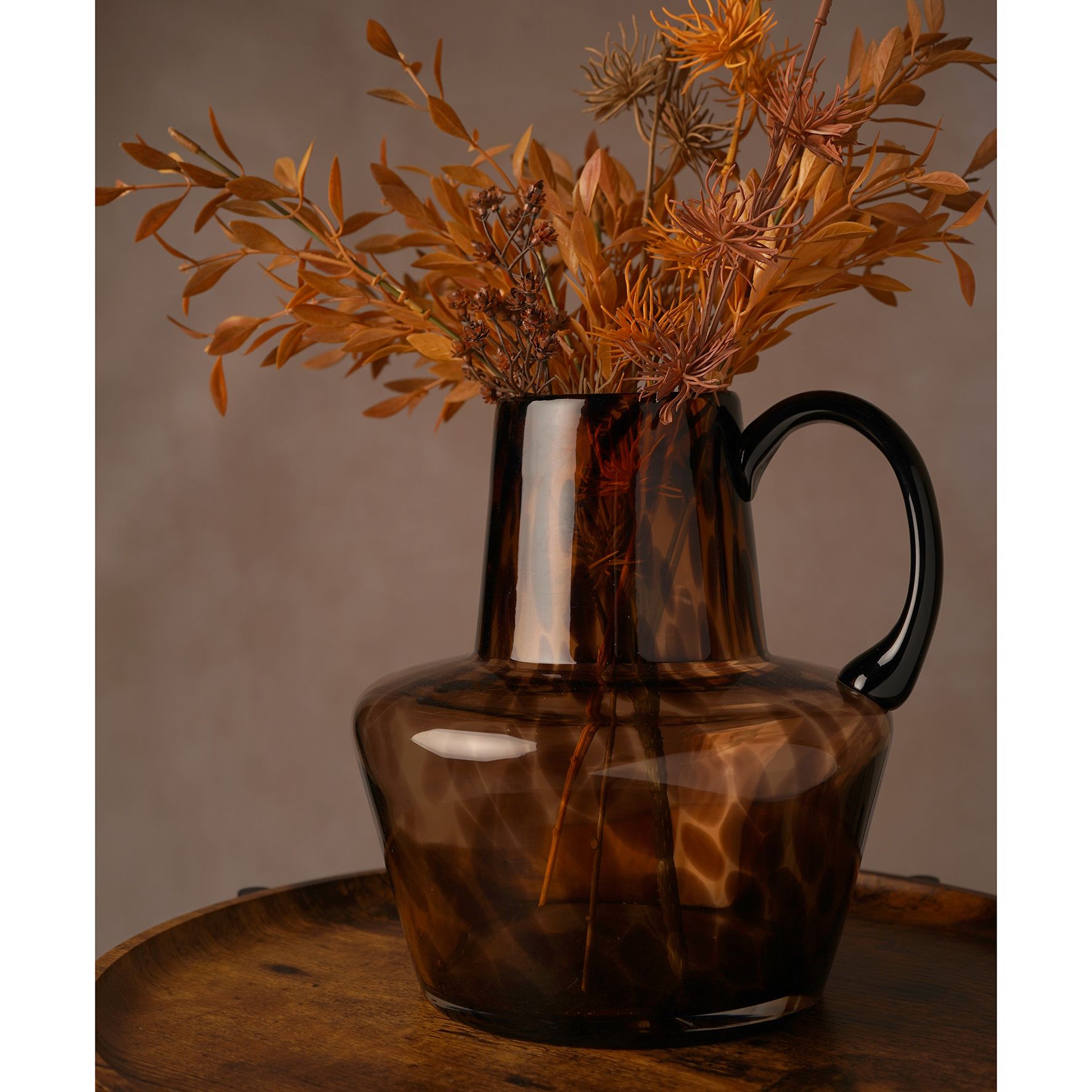 Hestia Glass Jug Style Vase With Handle - Mocha image 2