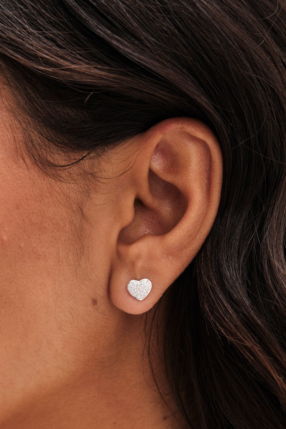 Simply Silver Simply Silver Sterling Silver 925 Pave Heart Stud Earrings image 2