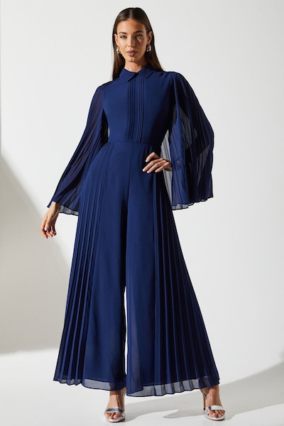 Coast Pleat Wide Leg Jumpsuit Navy
