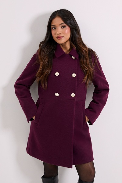 Dorothy Perkins Petite Dolly Coat Burgundy