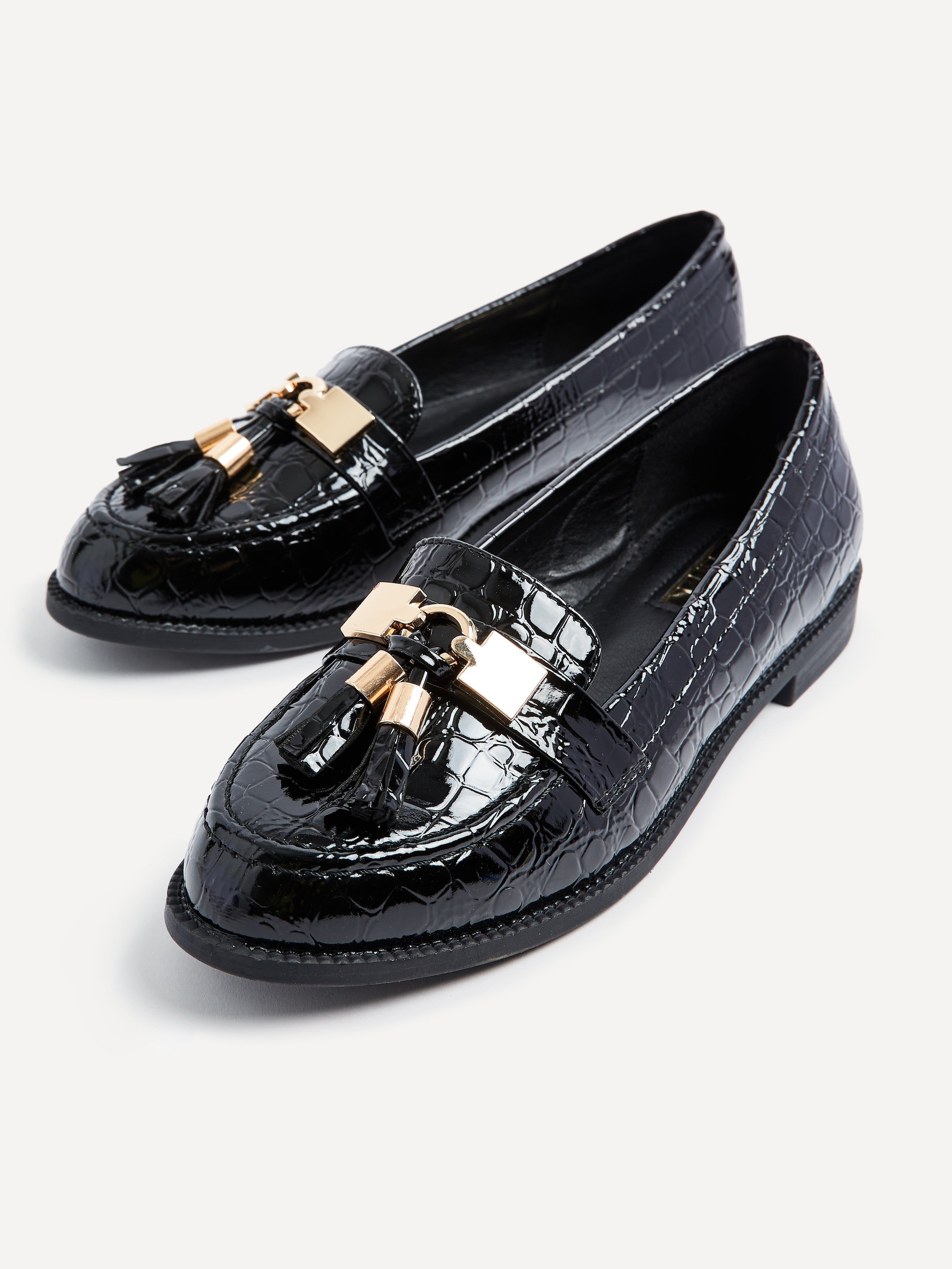 Linzi Tonia Black Croc Patent Classic Loafer image 4