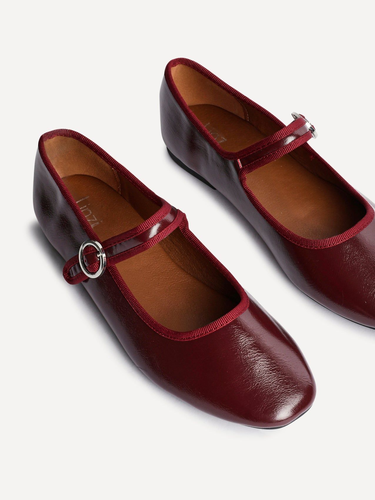 Linzi Graceful Burgundy Faux Leather Ballet Pumps image 5