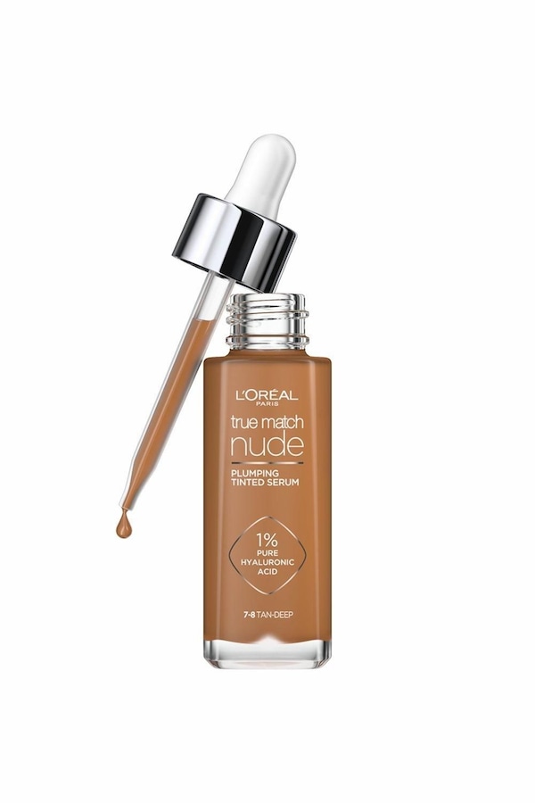 L'Oréal Paris True Match Nude Plumping Tinted Serum, 1% Hyaluronic Acid 7-8 Tan Deep