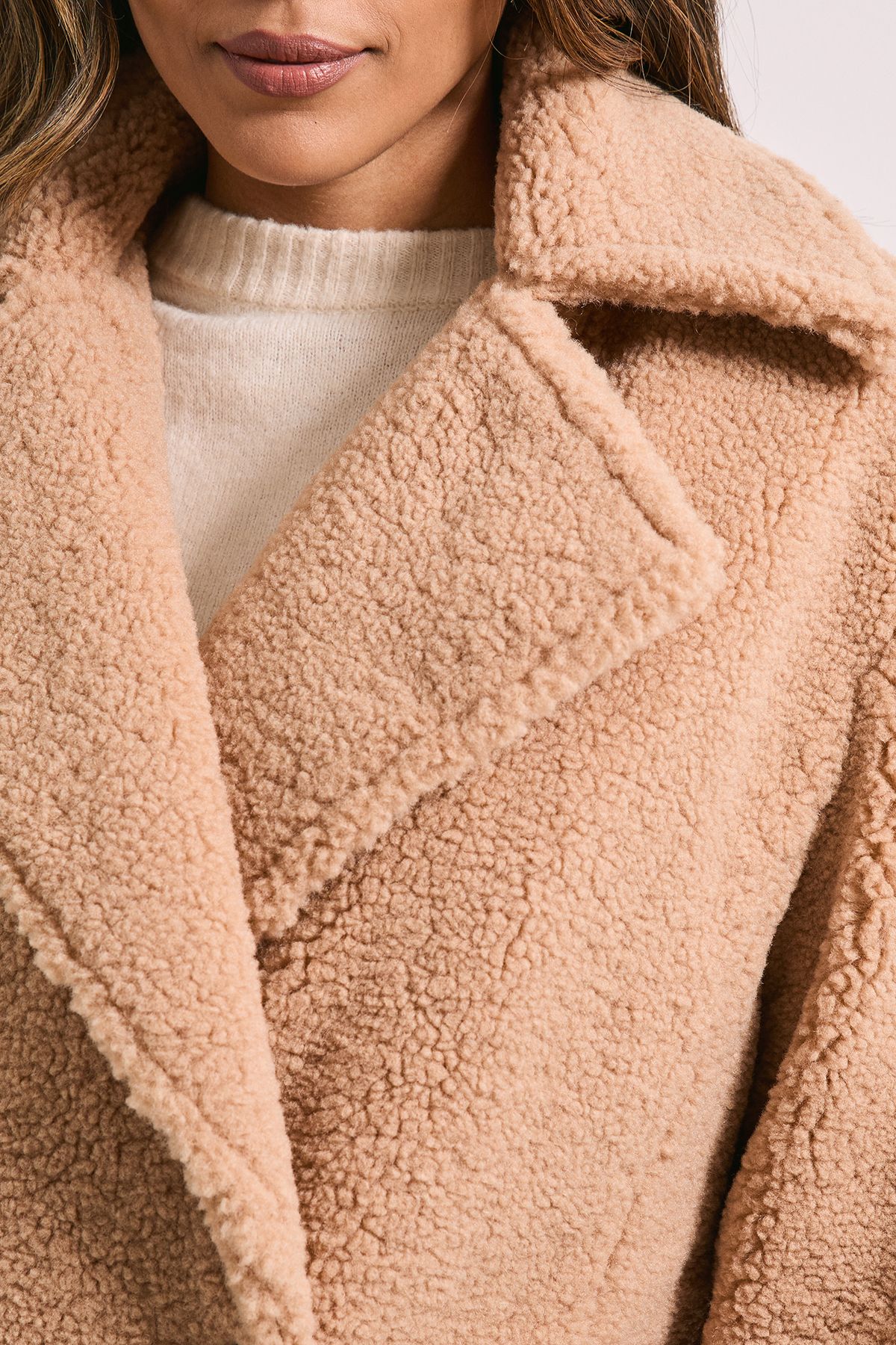 Dorothy Perkins Cosy Teddy Oversized Coat Mocha image 5