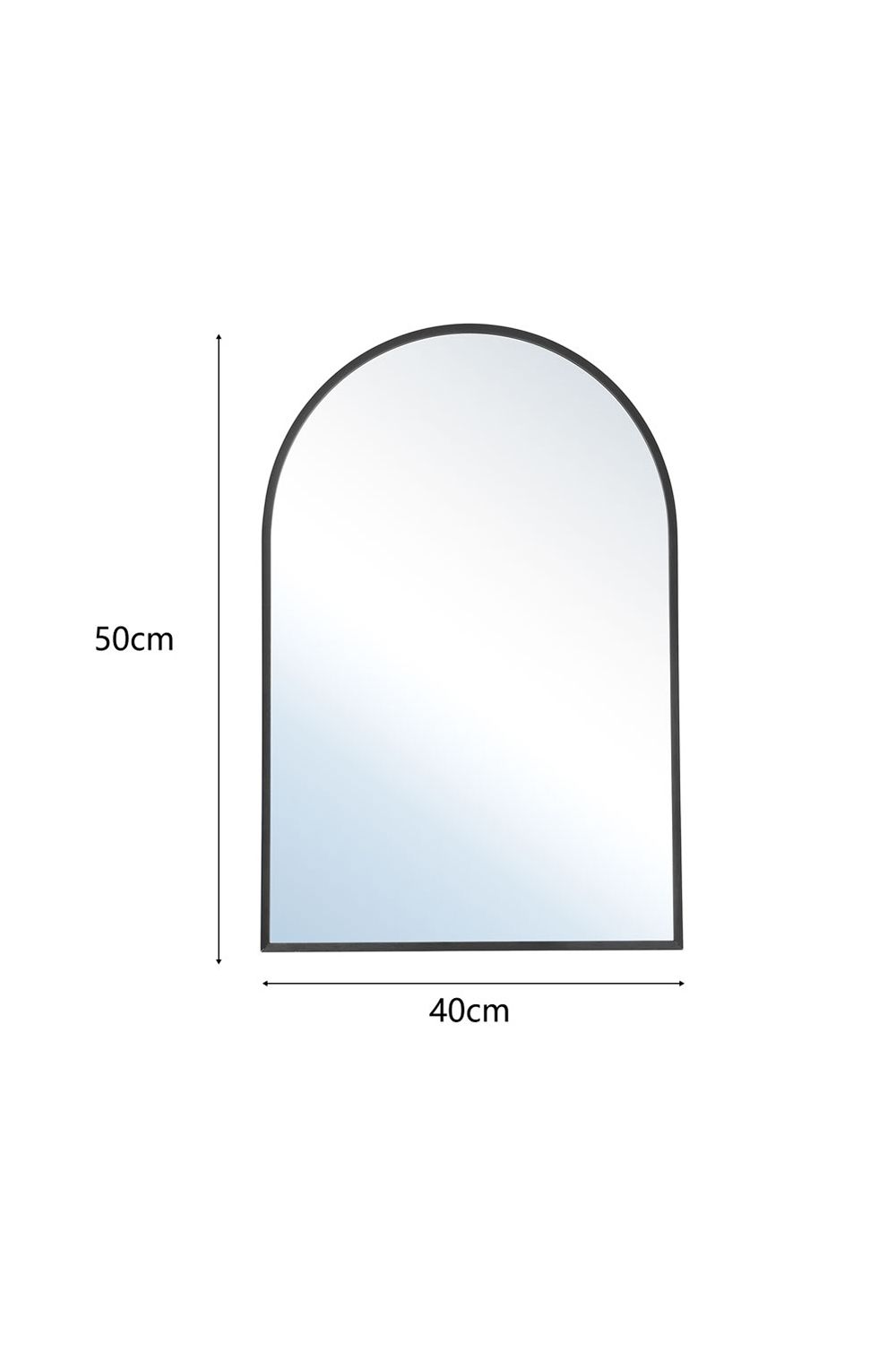 Living and Home 50x 70cm Modern Arched Metal Frame Bathroom Wall Mirror image 9