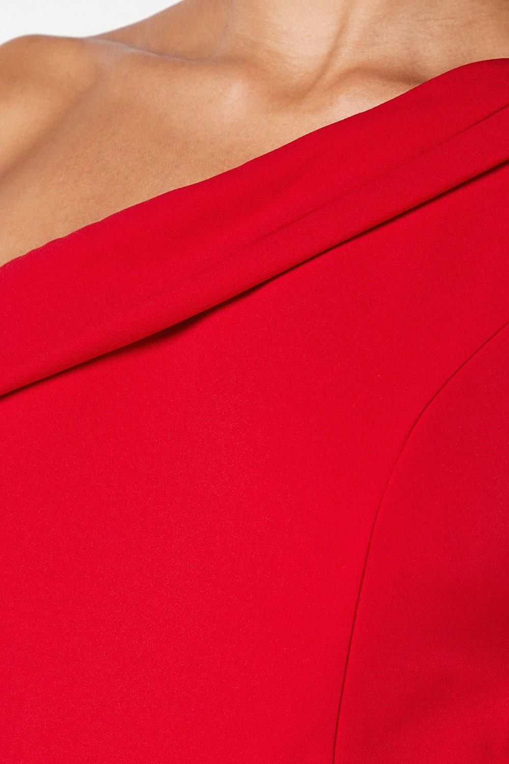 Coast Asymmetric Neckline Scuba Crepe Black Tie Dress Red image 5