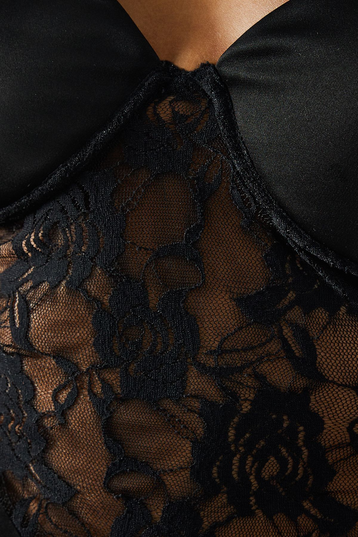 MissPap Lace Insert Cupped Strappy Maxi Dress Black image 5