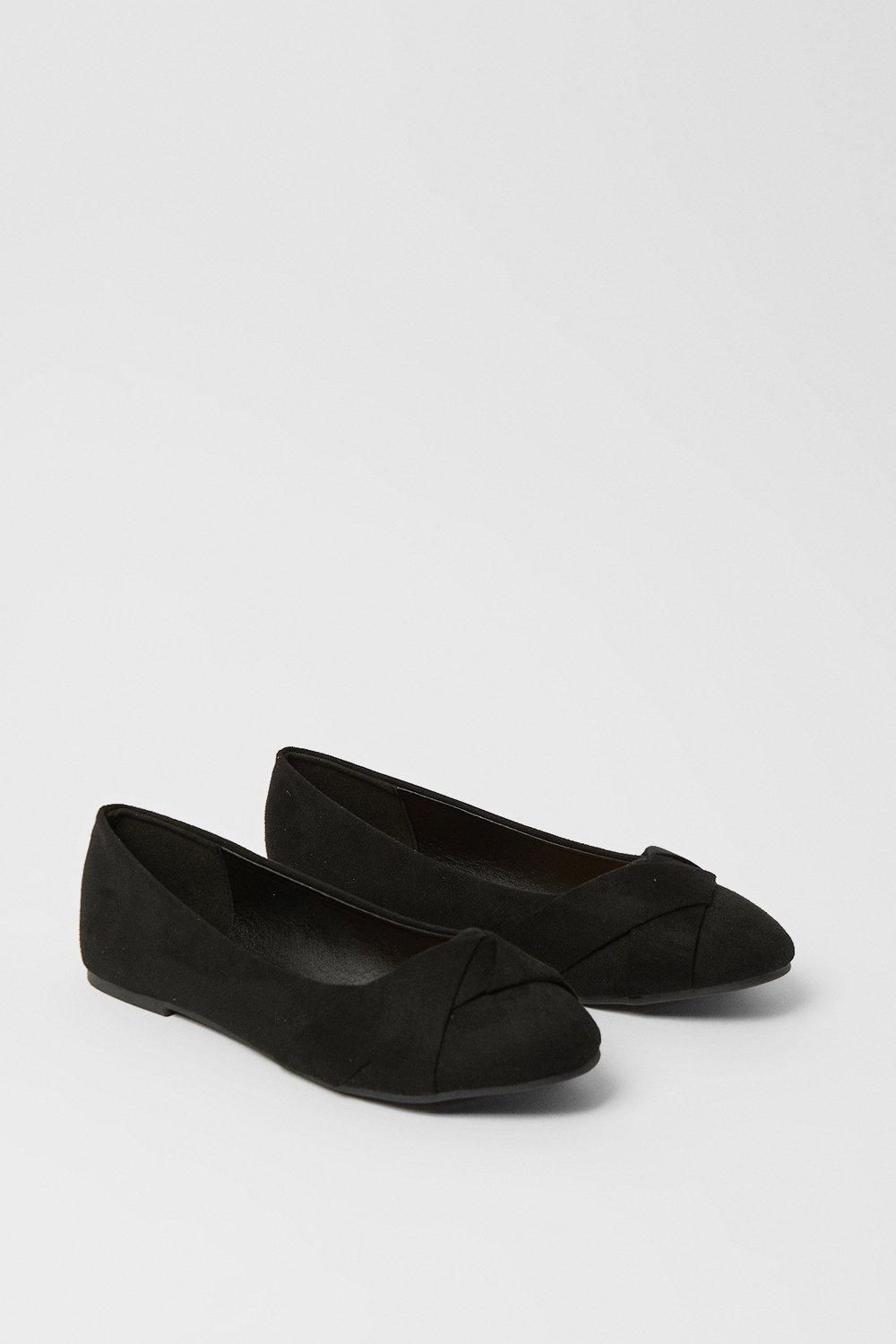 Dorothy Perkins Paige Wrap Detail Ballet Flats Natural Black image 3