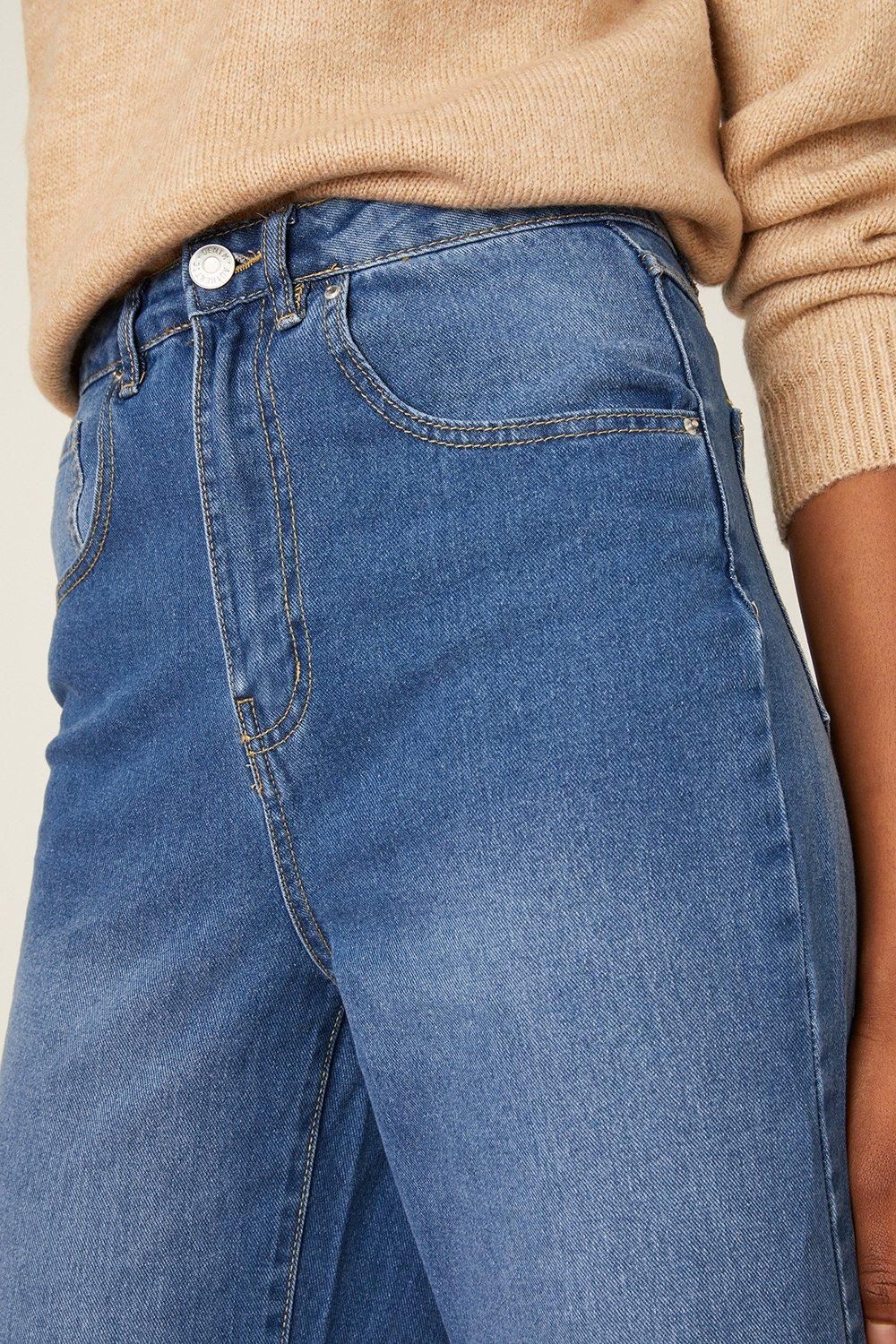 Dorothy Perkins Tall Wide Leg Crop Denim Jeans Mid Wash image 4