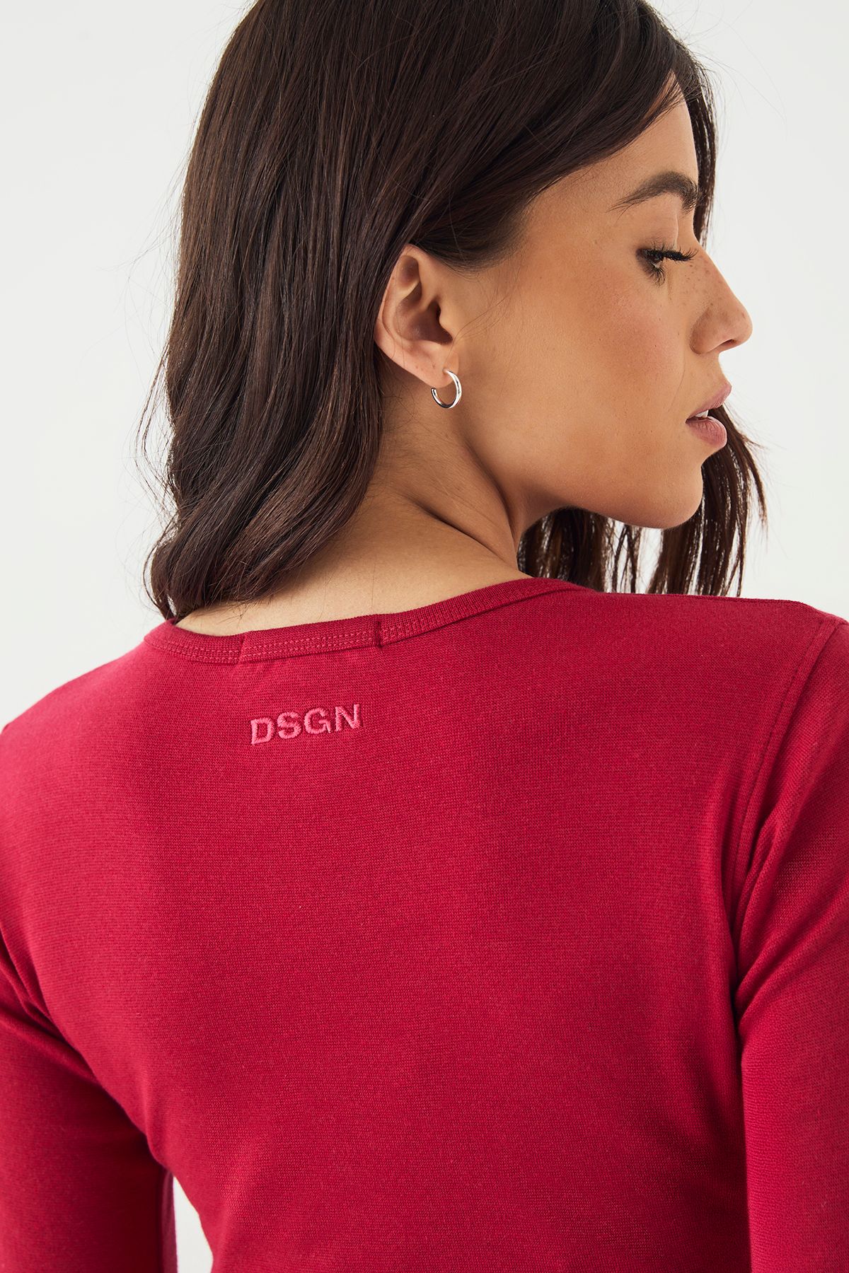 DSGN Studio DSGN Studio Crew Neck Long Sleeve Top Red image 4
