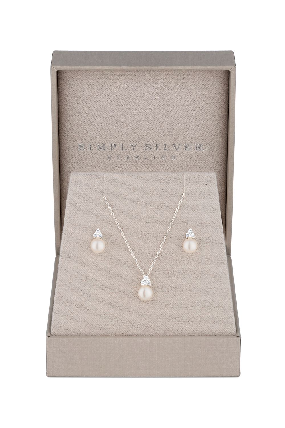 Simply Silver Sterling Silver 925 Freshwater Pearl Set - Gift Boxed