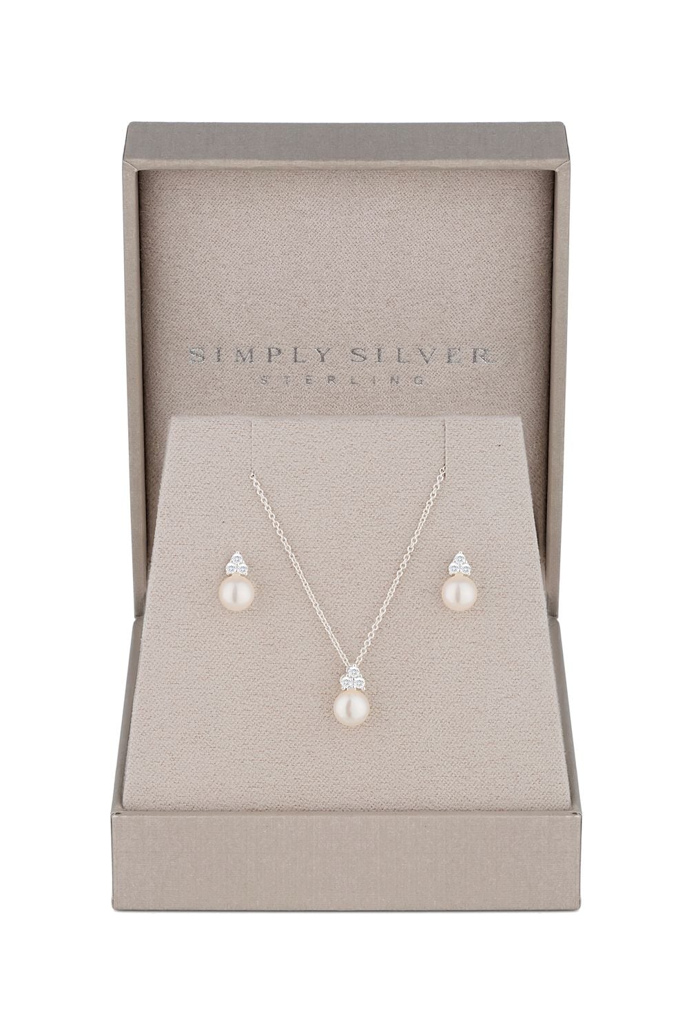 Simply Silver Sterling Silver 925 Freshwater Pearl Set - Gift Boxed image 1