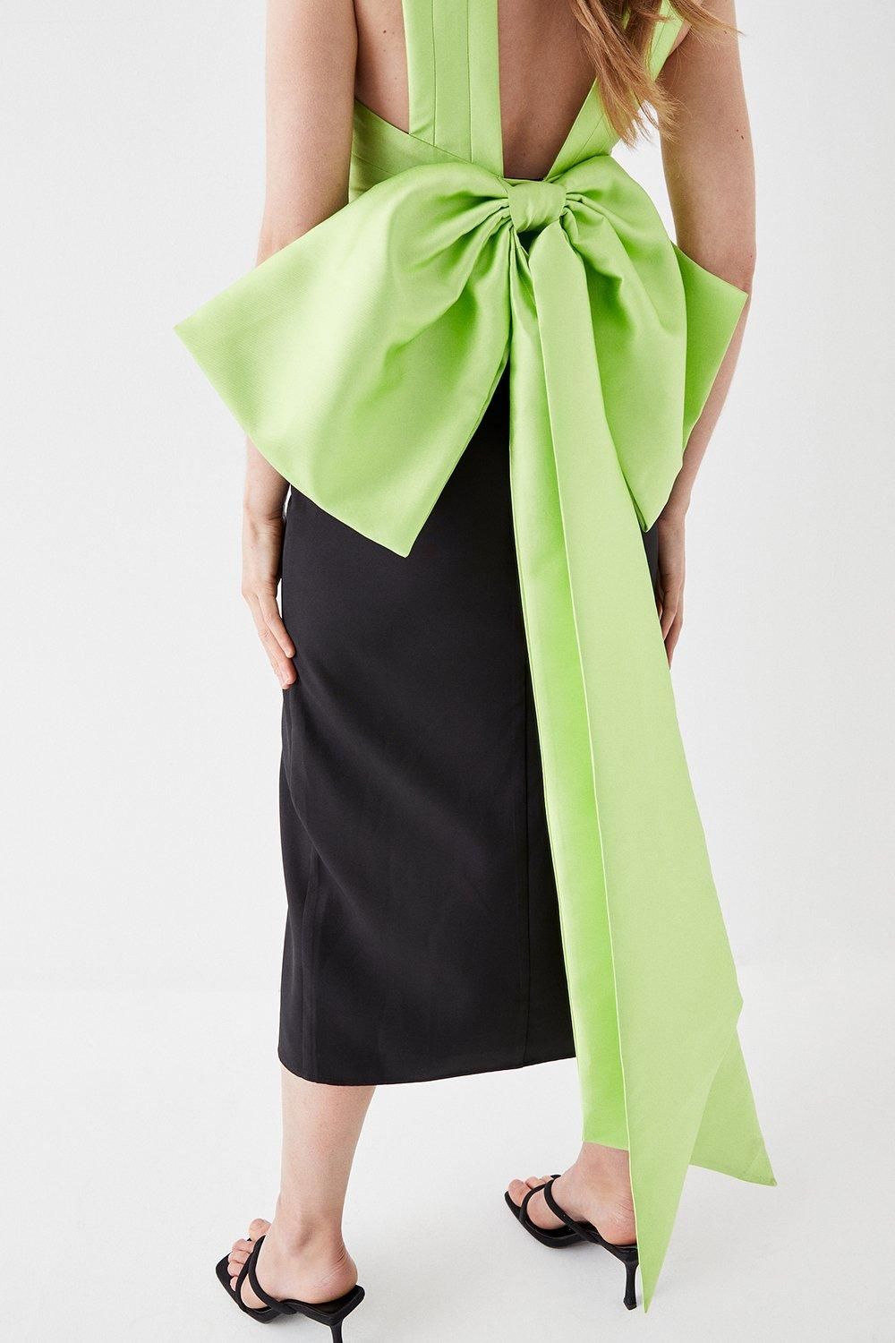 Coast Cross Over Front Bow Back Midi Dress Black image 4