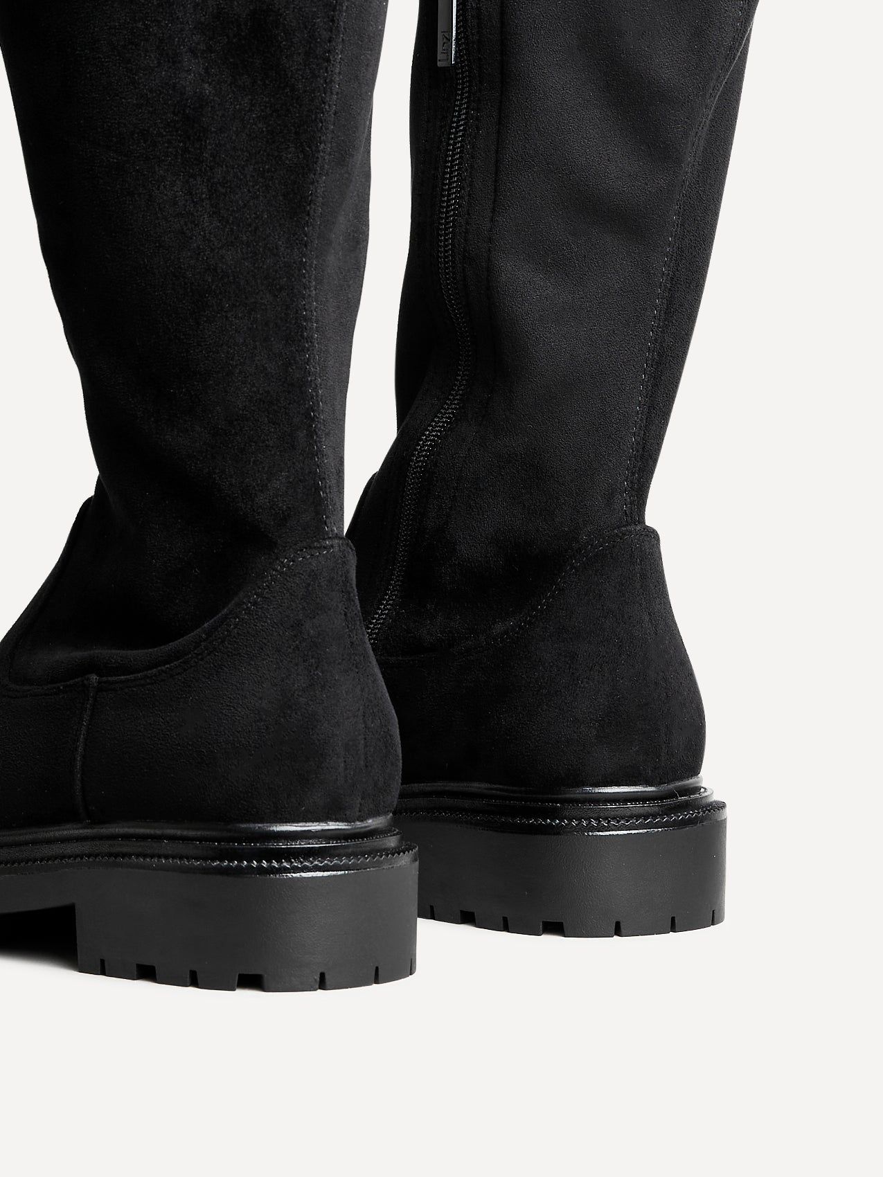 Linzi Briody Wide Fit Black Faux Suede Knee High Stretch Boot image 5