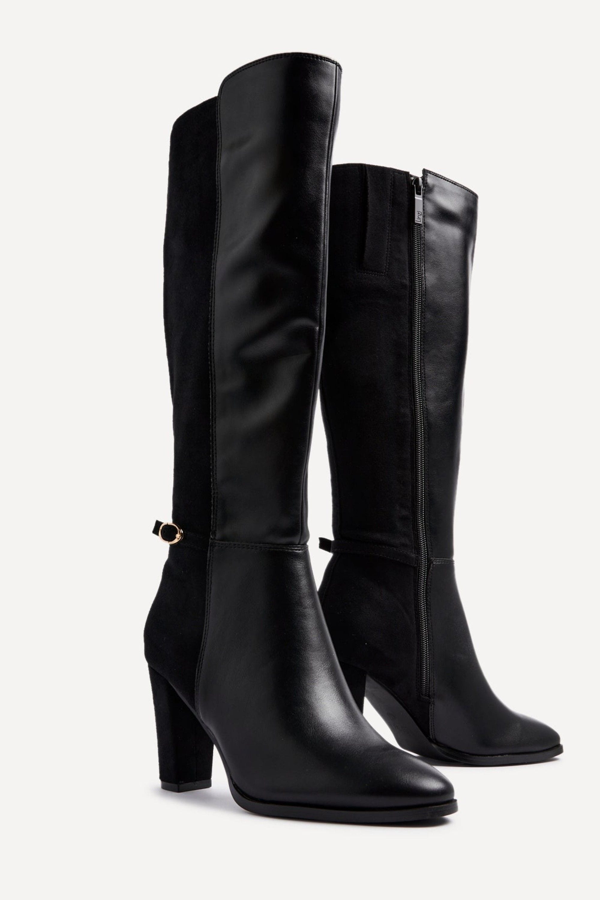 Linzi Symone Black High Leg Block Heeled Boot image 4