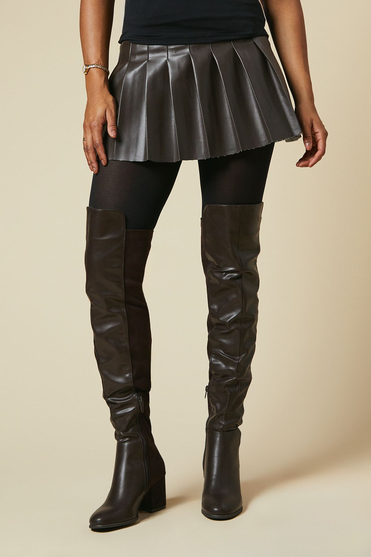 Dorothy Perkins Kelly Stretch Over The Knee Boots Chocolate image 1