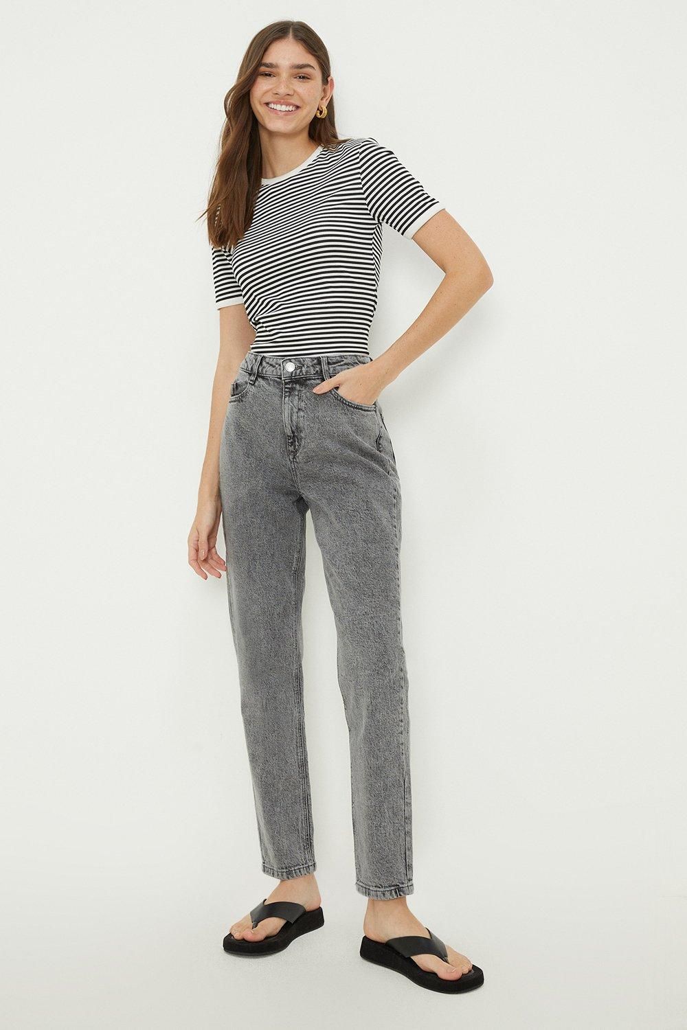 Dorothy Perkins Kimberley Slim Mom Jeans Grey image 1