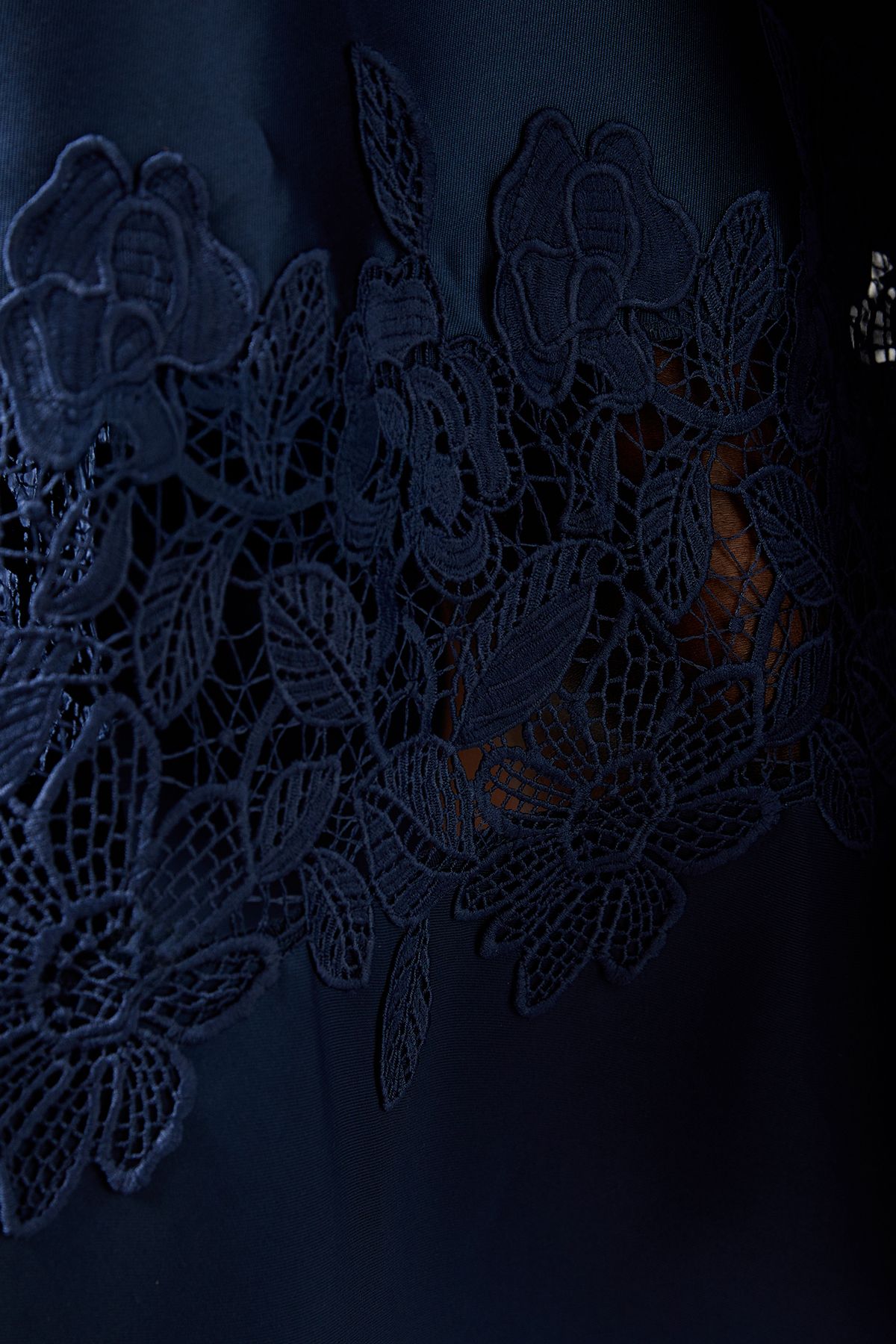 Coast Bardot Twill Midi Dress With Lace Trim Navy image 5