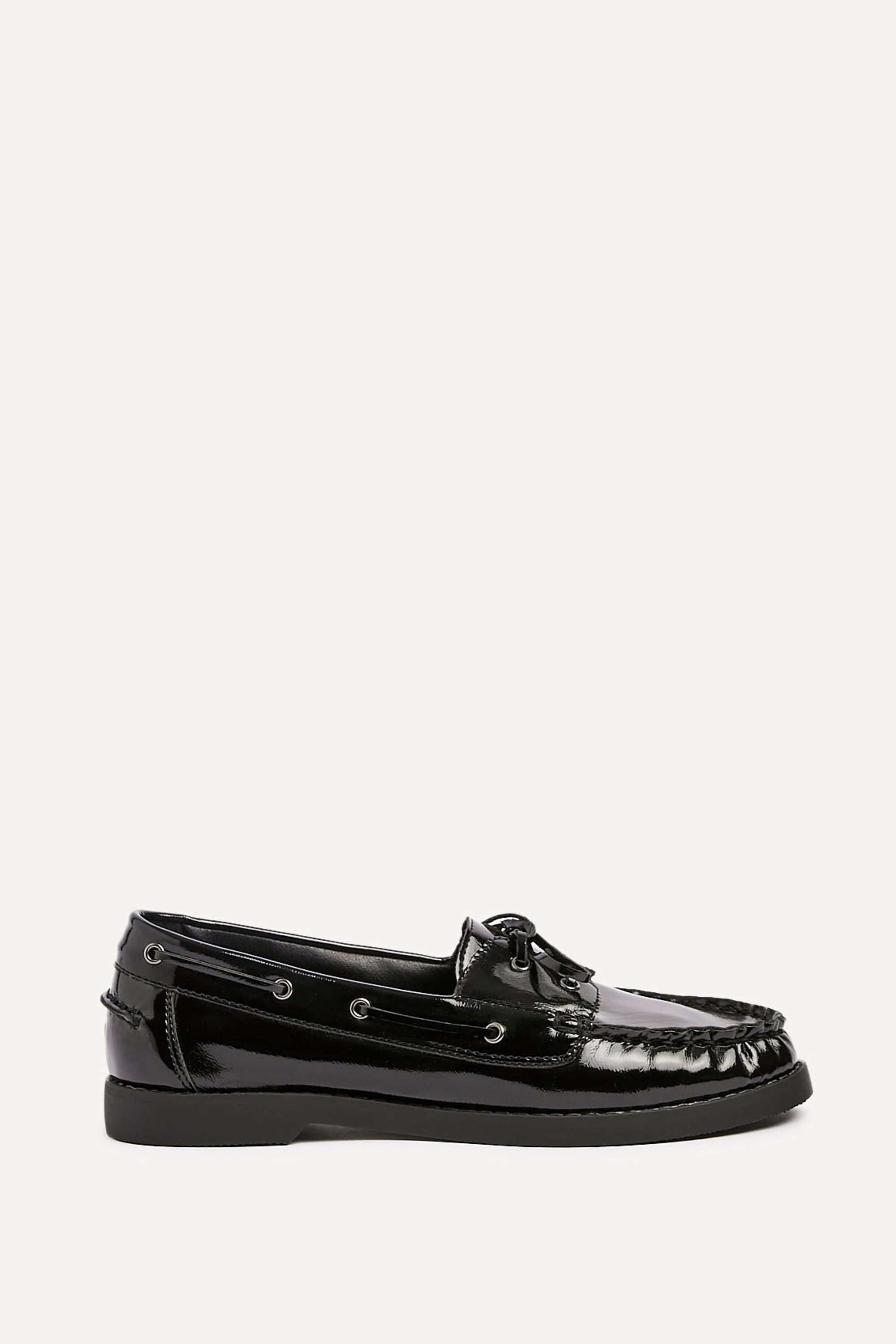 Linzi Frame Black High Shine Boat Shoes image 1