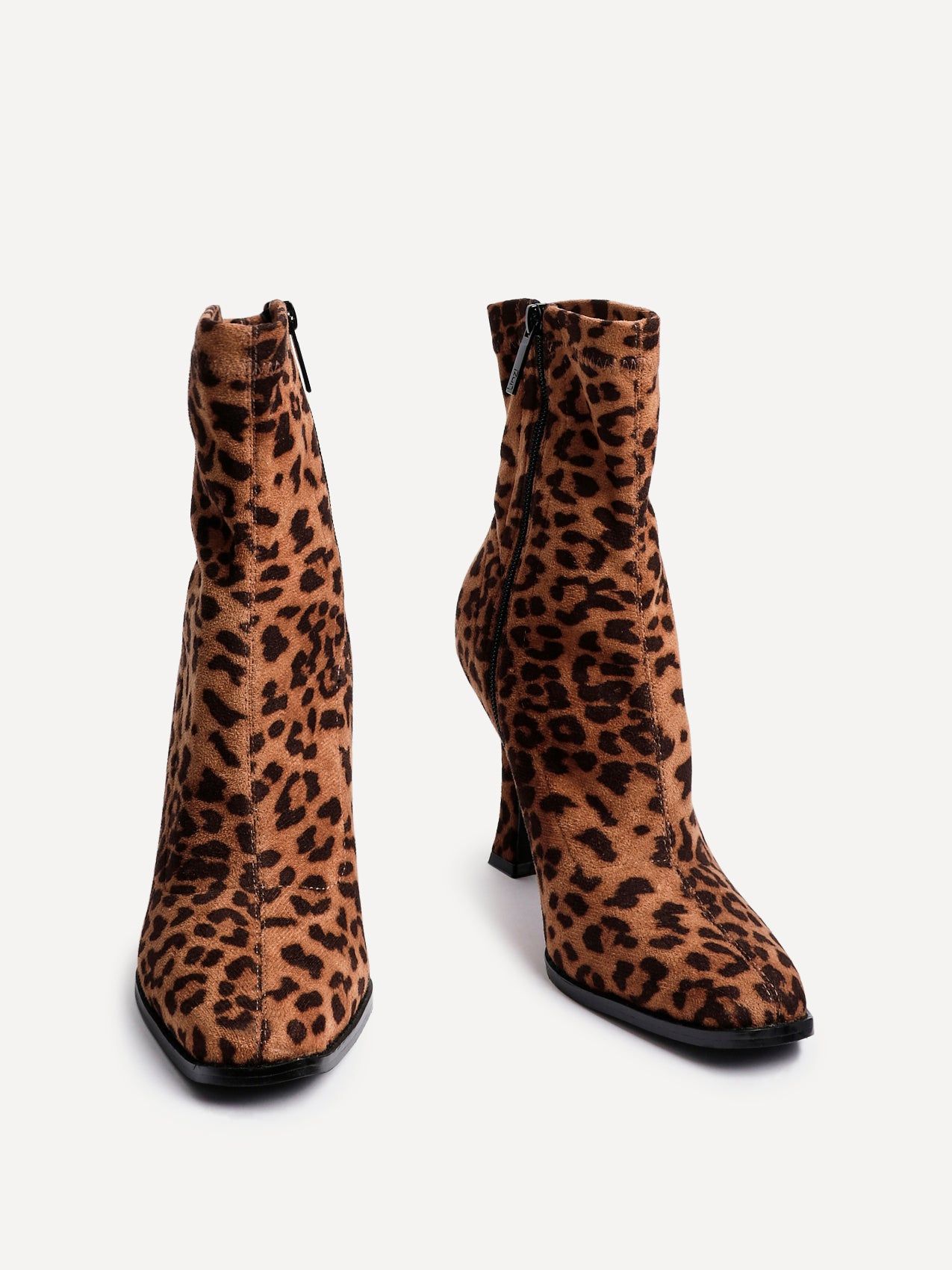 Linzi Noelle Leopard Print Square Toe Heeled Sock Boot image 3