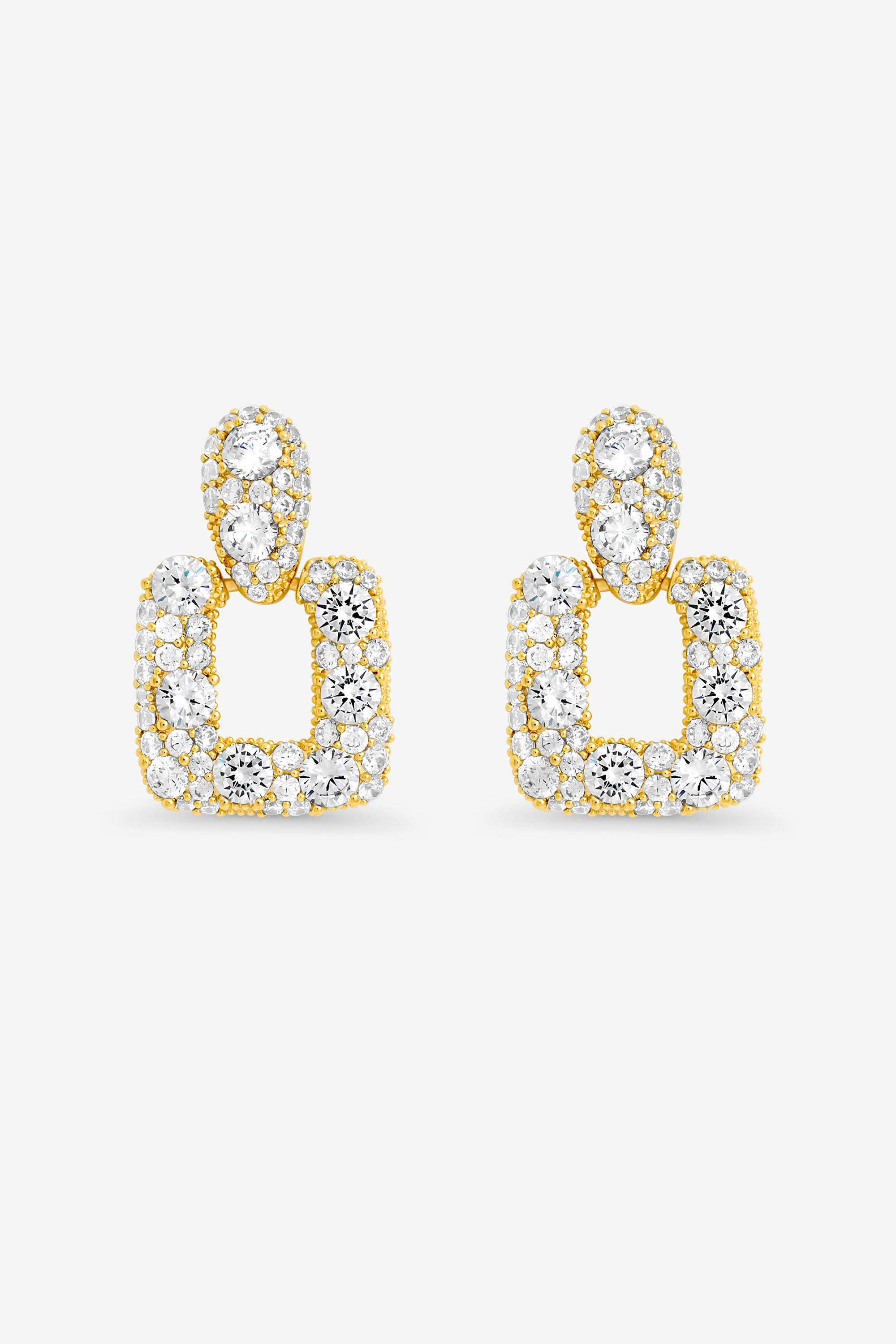 Jon Richard Gold Plated and Pave Door Knocker Drop Earrings image 1